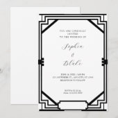 Eenvoudig zwart-wit  decohuwelijk kaart (Voorkant / Achterkant)