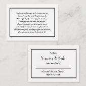 Eenvoudig Zwart Wit Display doucheplaatje + label Informatiekaartje (Voorkant / Achterkant)