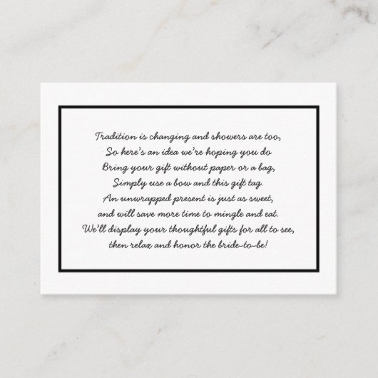 Eenvoudig Zwart Wit Display doucheplaatje + label Informatiekaartje (Voorkant)