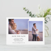 Eenvoudig zwart-wit | Drie foto Save The Date (Staand voorkant)