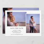 Eenvoudig zwart-wit | Drie foto Save The Date (Voorkant / Achterkant)
