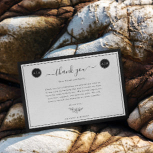 Eenvoudig zwart-wit Elegant Bedankkaart