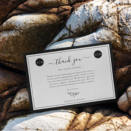 Eenvoudig zwart-wit Elegant Bedankkaart