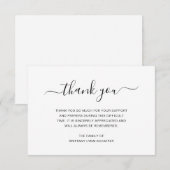 Eenvoudig zwart-wit elegant begrafenissympathie bedankkaart (Voorkant / Achterkant)