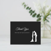 Eenvoudig zwart-wit elegant bruiloft Dank u Briefkaart (Staand voorkant)