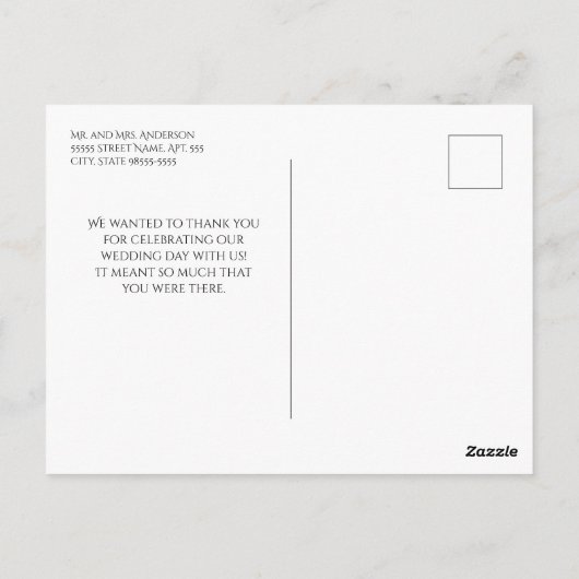 Eenvoudig zwart-wit elegant bruiloft Dank u Briefkaart (Achterkant)