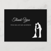 Eenvoudig zwart-wit elegant bruiloft Dank u Briefkaart (Voorkant)