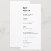 Eenvoudig Zwart & Wit Elegant Bruiloft Diner Eten Menu (Voorkant / Achterkant)