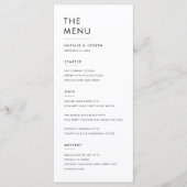 Eenvoudig Zwart & Wit Elegant Bruiloft Diner Eten Menu (Voorkant)