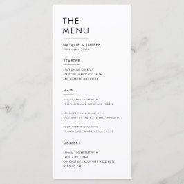 Eenvoudig Zwart & Wit Elegant Bruiloft Diner Eten Menu