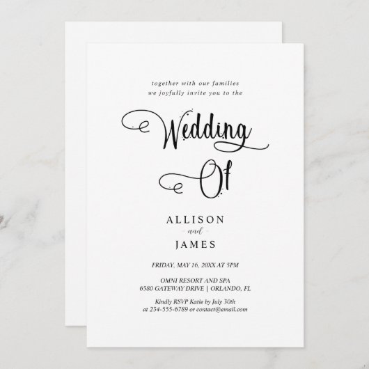 Eenvoudig zwart-wit elegant en tijdloos kaart (Voorkant / Achterkant)