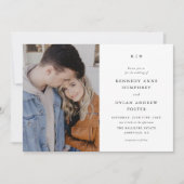 Eenvoudig zwart-wit elegant fotohuwelijk kaart (Voorkant)