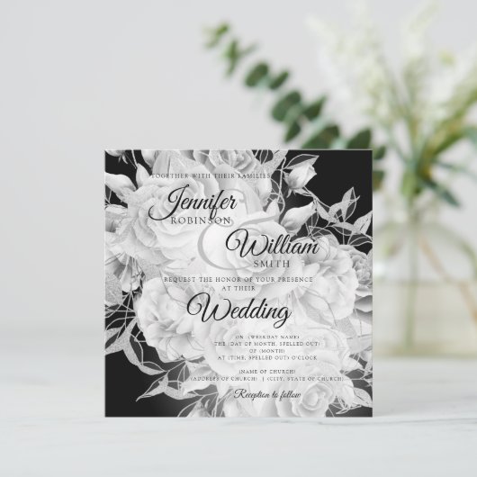 Eenvoudig zwart-wit elegant huwelijk (Staand voorkant)