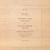 Eenvoudig zwart-wit elegant huwelijk acryl uitnodigingen (Voorkant)