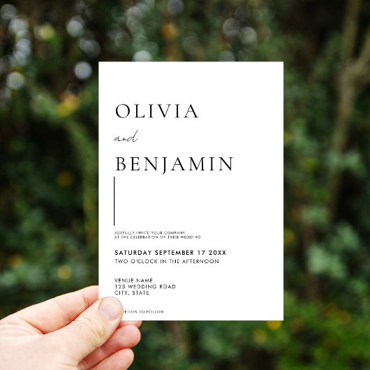 Eenvoudig zwart-wit elegant huwelijk kaart