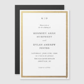 Eenvoudig zwart-wit elegant huwelijk magnetische uitnodiging (Voorkant / Achterkant)