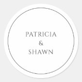 Eenvoudig zwart-wit elegant huwelijk ronde sticker (Voorkant)