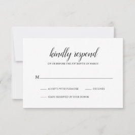 Eenvoudig zwart-wit, elegant huwelijk RSVP kaartje