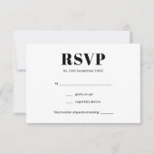 Eenvoudig zwart-wit elegant huwelijk RSVP kaartje (Voorkant)