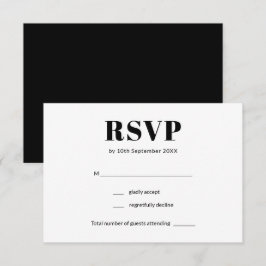 Eenvoudig zwart-wit elegant huwelijk RSVP kaartje