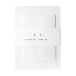 Eenvoudig zwart-wit elegant huwelijk uitnodigingen wikkel