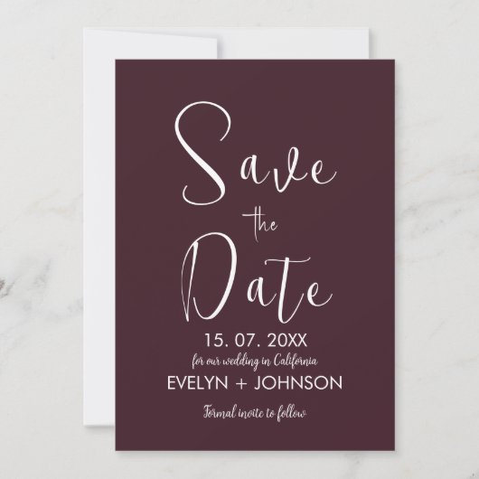 Eenvoudig zwart-wit Elegant minimalistisch, bespaa Save The Date (Voorkant)