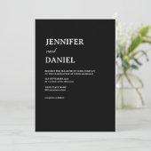 Eenvoudig zwart-wit elegant minimalistisch huwelij kaart (Staand voorkant)