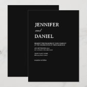 Eenvoudig zwart-wit elegant minimalistisch huwelij kaart (Voorkant / Achterkant)