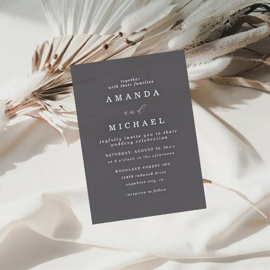 Eenvoudig zwart-wit elegant minimalistisch huwelij kaart