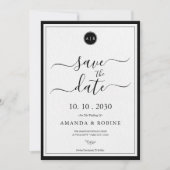 Eenvoudig zwart-wit Elegant Save The Date (Voorkant)