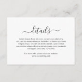 Eenvoudig zwart-wit elegant script bruiloft informatiekaartje (Voorkant)