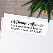 Eenvoudig zwart-wit elegant script - Retouradres Etiket