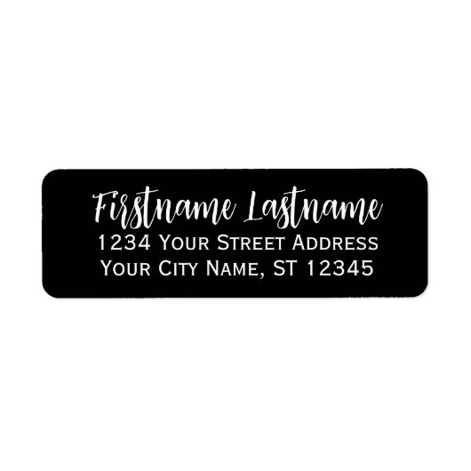 Eenvoudig zwart-wit elegant script - Retouradres Etiket (Voorkant)