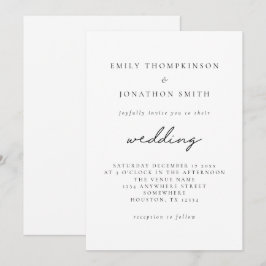 Eenvoudig zwart-wit elegant Script Weddenschap Kaart