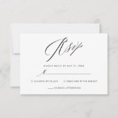 Eenvoudig zwart-wit elegant Script Weddenschap RSVP Kaartje (Voorkant)