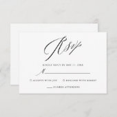 Eenvoudig zwart-wit elegant Script Weddenschap RSVP Kaartje (Voorkant / Achterkant)