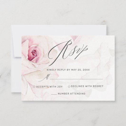 Eenvoudig zwart-wit elegant Script Weddenschap RSVP Kaartje (Voorkant)