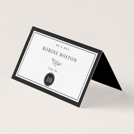 Eenvoudig zwart-wit elegant tafelnummer (Voorkant)