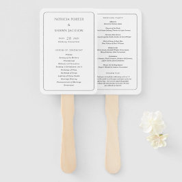 Eenvoudig zwart-wit Elegant trouwprogramma Handwaaier