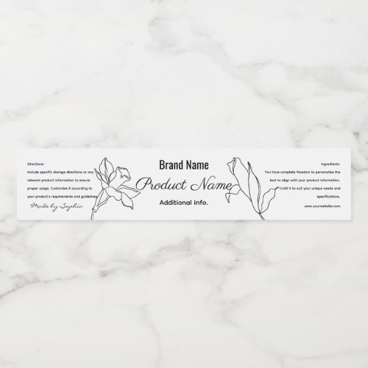 Eenvoudig zwart-wit Elegant Waterfles Etiket (Enkel label)