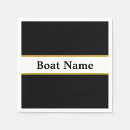 Eenvoudig zwart wit en goud met naam van tas servet