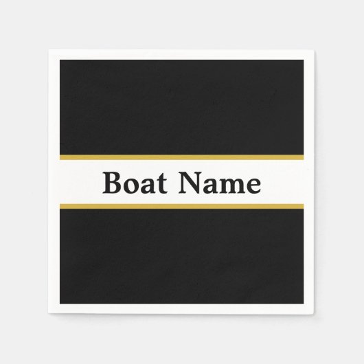 Eenvoudig zwart wit en goud met naam van tas servet (Voorkant)