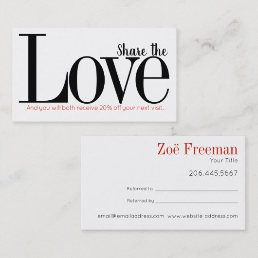 Eenvoudig | Zwart-wit en rood | Verwijzing (Voorkant / Achterkant)