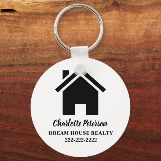 Eenvoudig zwart-wit Estate-agent Sleutelhanger (Voorkant)