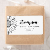 Eenvoudig zwart-wit etiket met zonnebloem (Insitu)