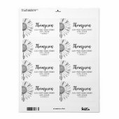 Eenvoudig zwart-wit etiket met zonnebloem (Full Sheet)