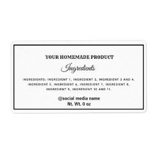 Eenvoudig zwart-wit etiket van ingrediënten