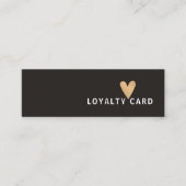 Eenvoudig zwart-wit Faux Gold Heart Klantenkaartje (Voorkant)