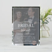 Eenvoudig zwart-wit faux Vellum-effect foto Kaart (Staand voorkant)