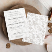 Eenvoudig zwart wit  Floral Elegant Huwelijk Kaart